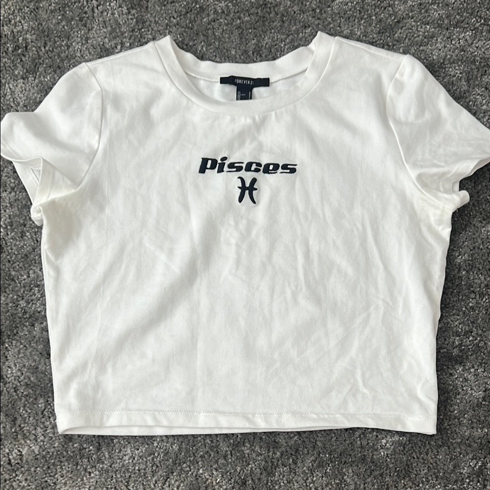 Forever 21 White Crop Top with Crew Neck